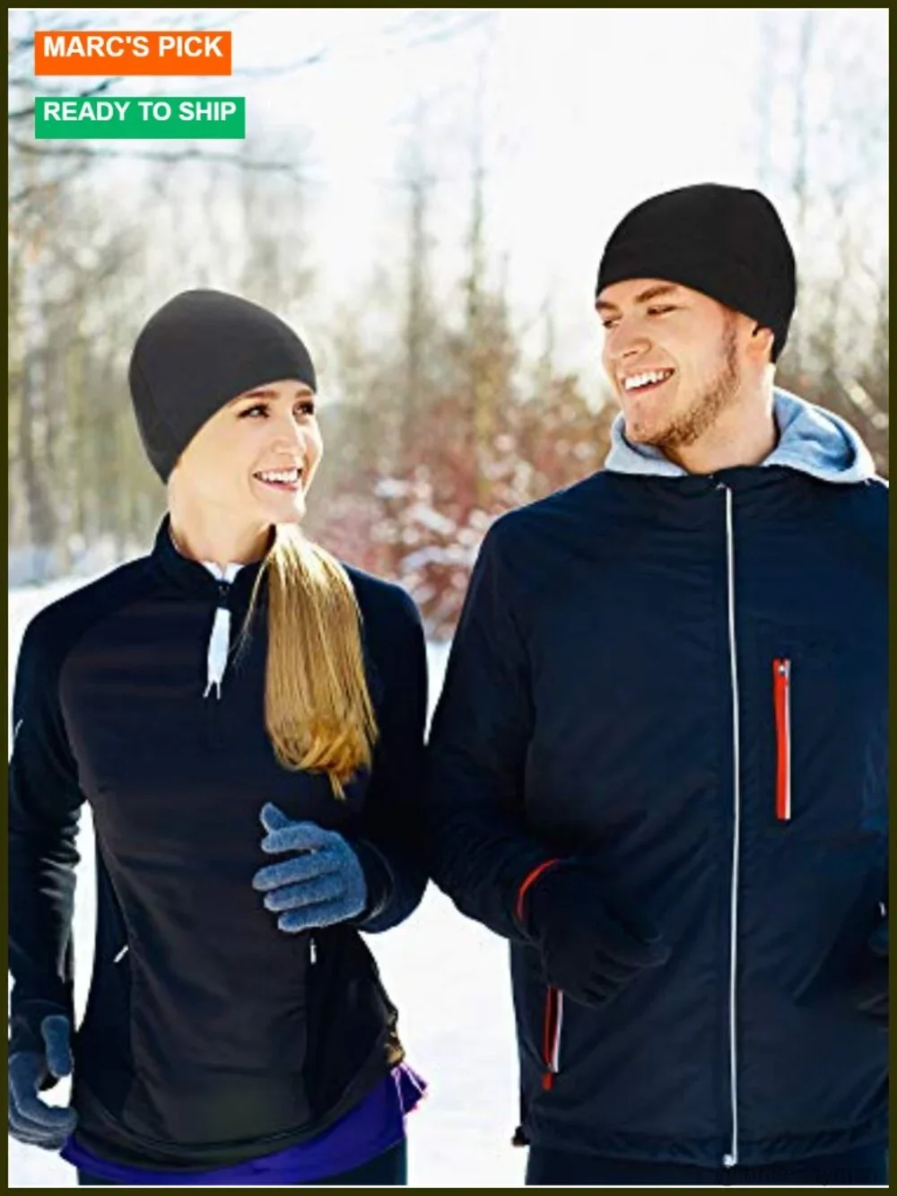 Winter Fleece Beanie Hat, Windproof Skull Cap for Skiing Camping